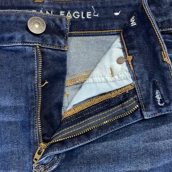 American Eagle High Rise Dark Wash Stretch Denim Mini Skirt Size 6 - Picture 4 of 7